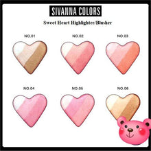 Load image into Gallery viewer, Sivanna colors Sweet heart highlighter/ sweet peach blusher HF8120